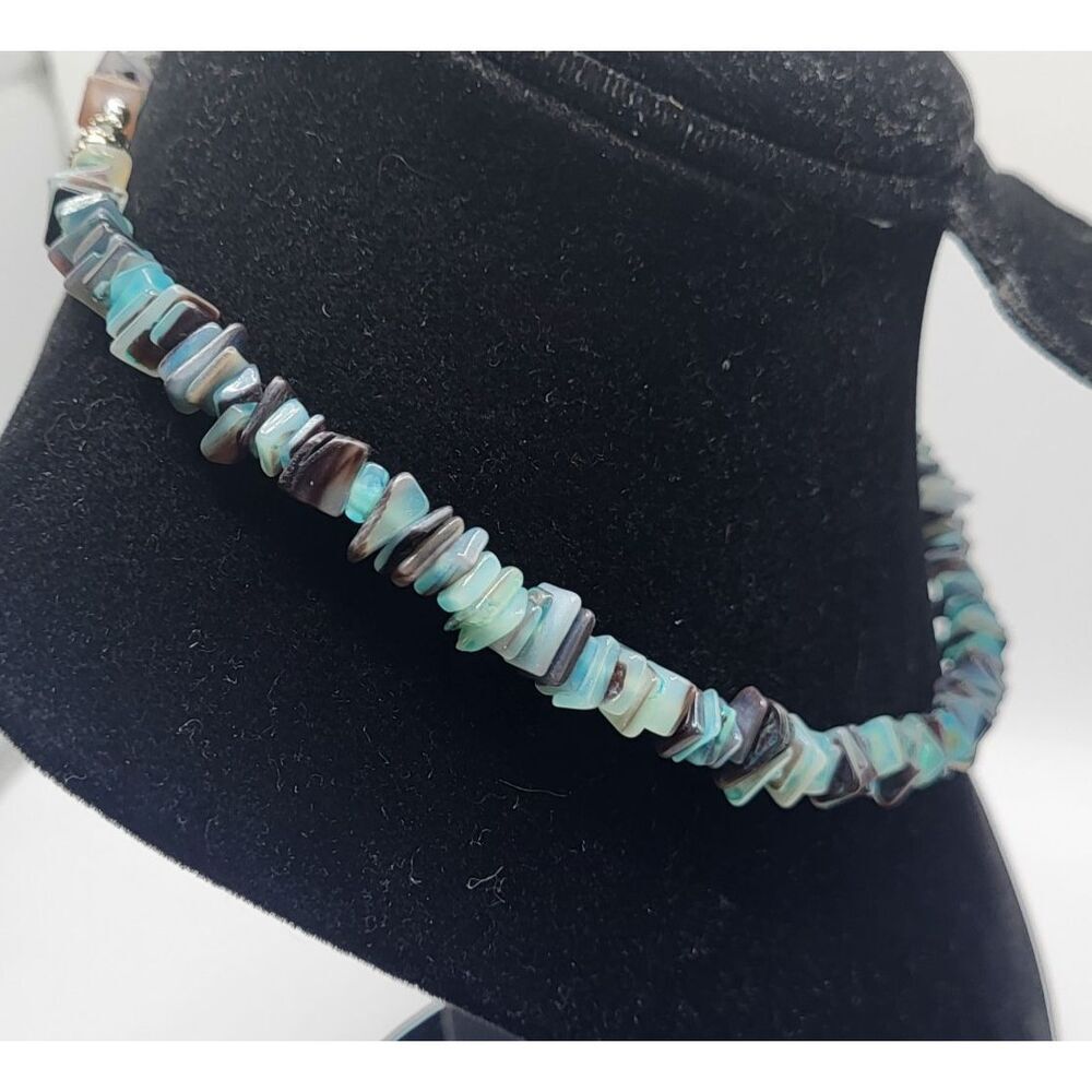 Heishi Style Chunky Raw Shell Turquoise  Necklace 16in